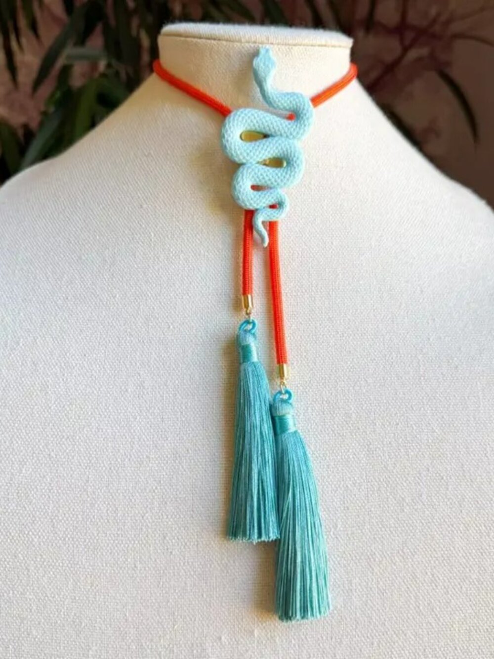 Snake Bolo Baby Blue with Solar Orange & Peacock Blue
